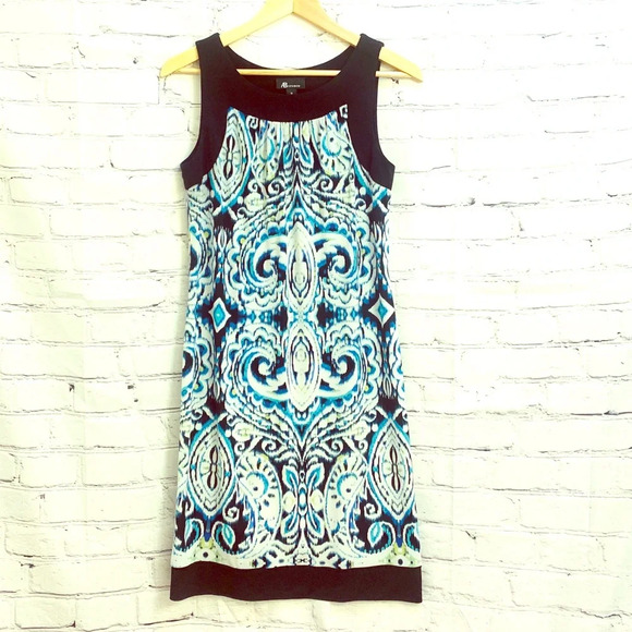 AB Studio Dress in Blues, Green And Black  - Medium - Picture 4 of 13